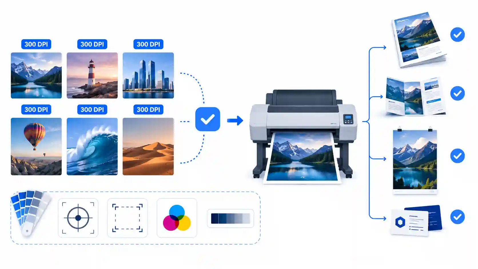 Convert multiple images to 300 DPI for professional printing using a batch DPI converter