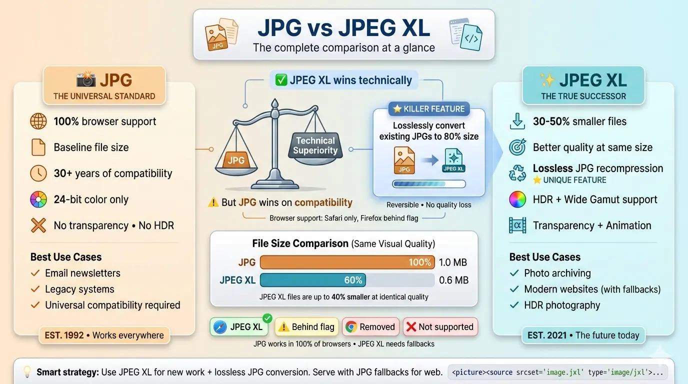 JPG vs JPEG XL, JPEG XL vs JPG, JPG format, JPEG XL format, image formats comparison, JPEG XL advantages, JPG compression, JPEG XL compression, image quality comparison, modern image formats, JPEG XL features, JPG vs JXL