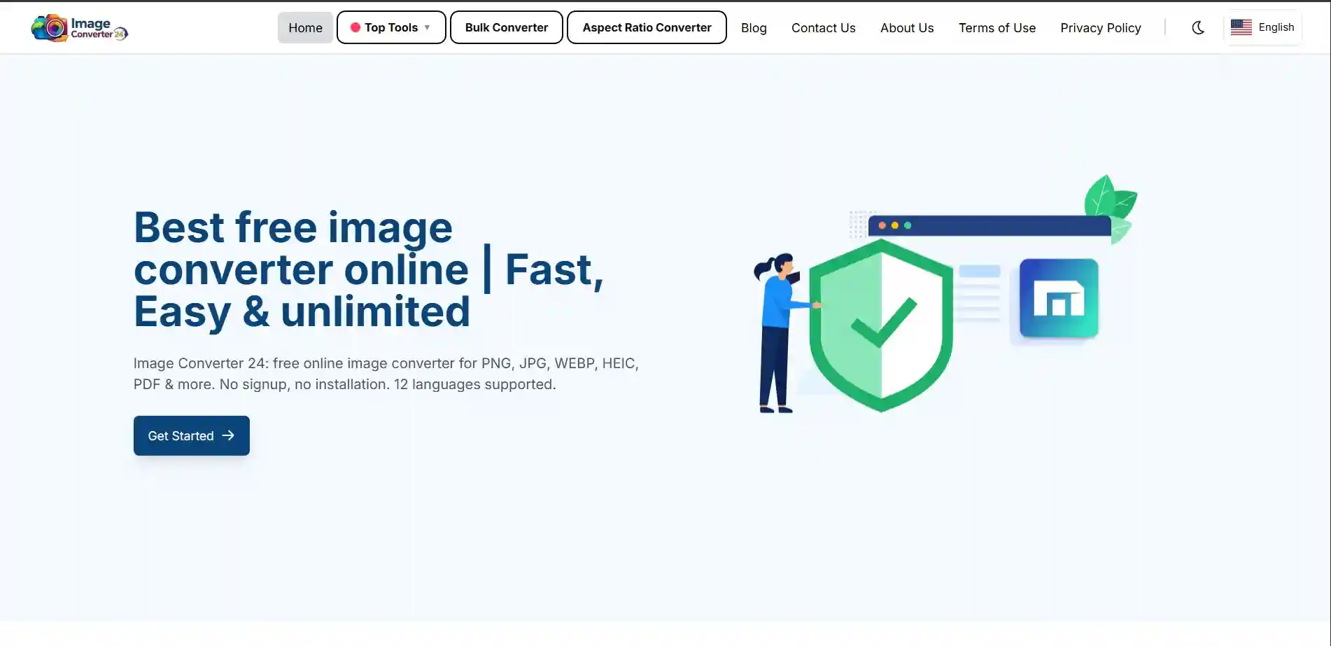 Image Converter 24 homepage showing the drag-and-drop upload area for batch image conversion, How to Batch Convert to PNG - image converter 24 , 