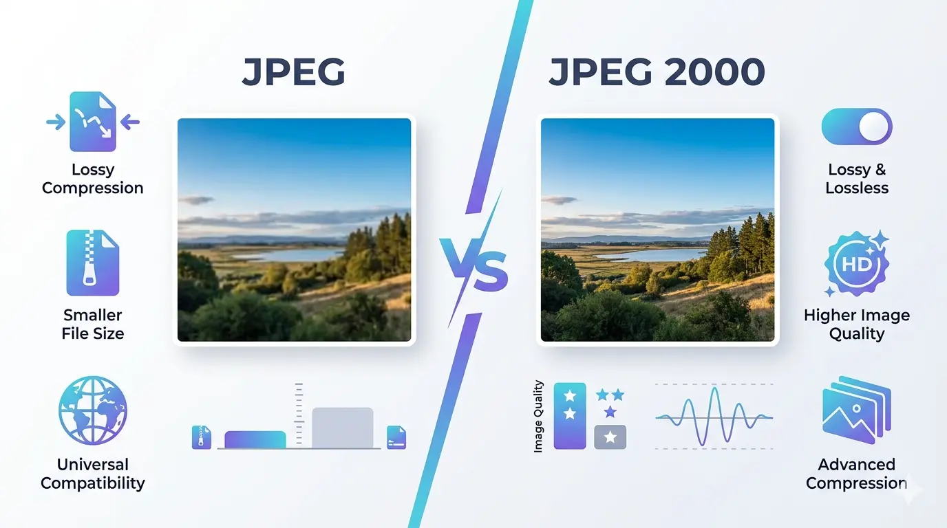 JPEG2000 vs JPEG Comparison JPEG2000 vs JPEG comparison of image quality and compression, jpeg2000 vs jpeg, jpeg vs jpeg2000 comparison, jpeg2000 vs jpeg quality, jpeg2000 compression vs jpeg, difference between jpeg and jpeg2000, jpeg2000 advantages, jpeg vs jpeg2000 file size