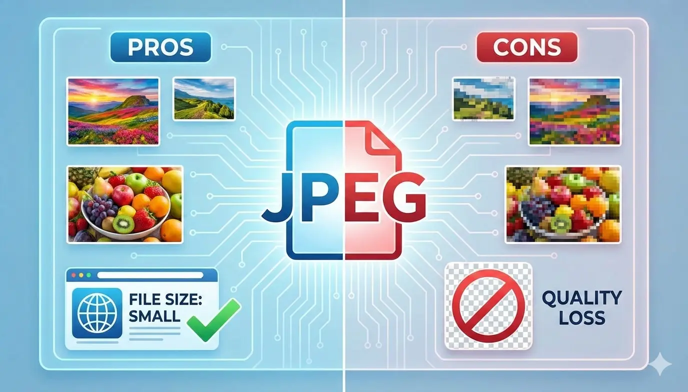 JPEG advantages and disadvantages , Disadvantages of JPEG, Advantages and disadvantages of JPEG, JPEG meaning